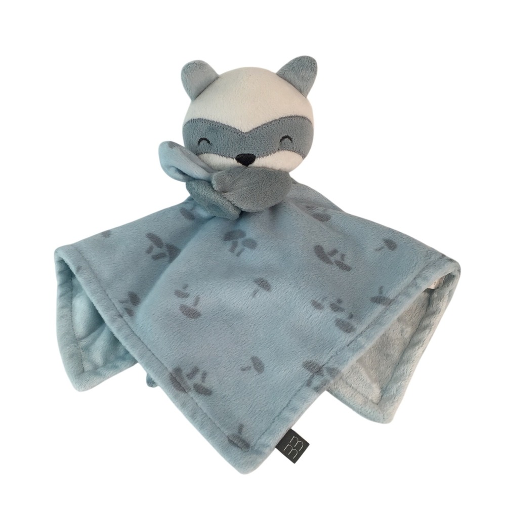 Modern Moments Gerber Raccoon‎ Lovey 12x12 Blue Mushroom Baby Security Blanket
